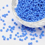 (Repacking Service Available) Glass Seed Beads, Opaque Colours Seed, Small Craft Beads for DIY Jewelry Making, Round, Cornflower Blue, 12/0, 2mm, about 12g/bag(SEED-C019-2mm-43B)