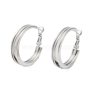 202 Stainless Steel Hoop Earrings, with 304 Stainless Steel Pins, Stainless Steel Color, 30x6mm(EJEW-A041-03P)