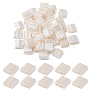 2-Hole Opaque Glass Seed Beads, Lustered, Rectangle, Floral White, 5x4.5~5.5x2~2.5mm, Hole: 0.5~0.8mm(SEED-YW0002-38)