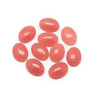 Natural White Jade Cabochons, Dyed, Oval, Coral, 18x13x5mm(G-R415-13x18-19)