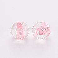 Transparent Acrylic Beads, Round, Faceted, Pink, 6x5.5mm, Hole: 1.4mm, about 4160pcs/500g(TACR-S154-11A-26)