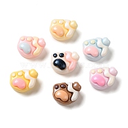 Cute Opaque Resin Decoden Cabochons, Cat Paw Print, Mixed Color, 13x13x7mm(RESI-S01-09)