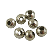 Brass Smooth Round Beads, Seamed Spacer Beads, Platinum,3mm, Hole: 1mm, ahout 1380pcs/50g(X-EC400-1)
