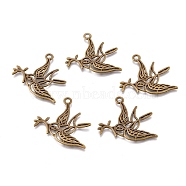 Tibetan Style Alloy Pendants, Swallow, Nickel Free, Antique Bronze, 30x32.4x2mm, Hole: 2.5mm(TIBEP-L006-110AB-NF)