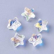 K9 Glass, Imitation Austrian Crystal Beads, K9 Glass, Star, Faceted, Clear AB, 8x8x5mm, Hole: 1.2mm(SWAR-O001-06)