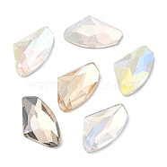 K5 Glass Rhinestone Cabochons, Flat Back & Back Plated, Faceted, Axe Shape, Mixed Color, 27x16x6.5mm(RGLA-N002-13A)