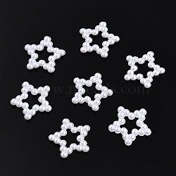 ABS Plastic Imitation Pearl Linking Rings, Star, White, 11.5x12x2mm, Inner Measure: 3x3mm, about 2000pcs/bag(OACR-T015-02-14)