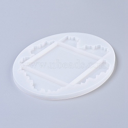 Cup Mat Silicone Molds, Resin Casting Molds, For UV Resin, Epoxy Resin Jewelry Making, Oval with Sea Wave, White, 238x190x10mm(X-DIY-G011-09)