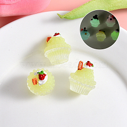 Luminous Cupcake Resin Sculpture Ornament, Glow in the Dark, for Home Desktop Decorations, Light Yellow, 22x18mm(PW-WG1B6A2-03)