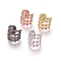 Cubic Zirconia Cuff Earrings, with Brass Findings, Colorful, Mixed Color, 10~15mm(EJEW-P180-01)
