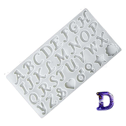 Letter DIY Silicone Pendant Molds, Decoration Making, Resin Casting Molds, For UV Resin, Epoxy Resin Jewelry Making, White, 355x185mm(PW-WG5785F-03)