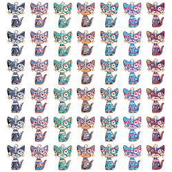 42Pcs 7 Colors Alloy Enamel Pendants, Light Gold, Cat Charm, Mixed Color, 26x17mm, 6pcs/color(ENAM-DR0001-03)