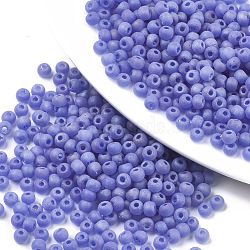 Frosted Colours Glass Beads, Rainbow, Round, Medium Slate Blue, 4x3mm, Hole: 1mm, about 4500pcs/bag(SEED-S040-02A-01)