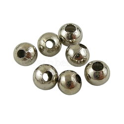 Brass Smooth Round Beads, Seamed Spacer Beads, Platinum,3mm, Hole: 1mm, ahout 1380pcs/50g(X-EC400-1)