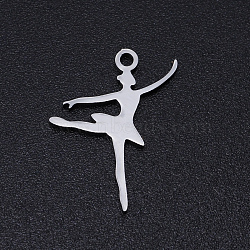 Non-Tarnish 201 Stainless Steel Laser Cut Pendants, Ballet Dancer, Stainless Steel Color, 17.5x13x1mm, Hole: 1.4mm(STAS-S105-T891-1)