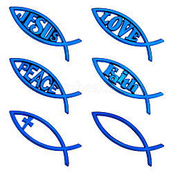 6Pcs 6 Styles Acrylic Jesus Fish Waterproof Car Stickers, Self-Adhesive Decals, for Vehicle Decoration, Fish, 45~46x137~138x5~5.8mm, 1pc/style(DIY-FH0006-26)