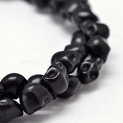 Dyed Synthetic Turquoise Bead Strands, Skull, Black, 10x8x10mm, Hole: 1mm, about 38~40pcs/strand, 15~15.5 inch(X-G-M145-05-B)