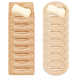 16Pcs 2 Style Bamboo Soap Dishes with Anti Slip Pad, Draining Soap Savers for Bar Soap, BurlyWood, 79.5x79.5~80x14.5~15mm, Inner Diameter: 62~63mm, 8pcs/style(AJEW-GA0005-76)