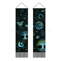 Polyester Wall Hanging Tapestry, for Bedroom Living Room Decoration, Rectangle, Butterfly, 1160x330mm, 2pcs/set(AJEW-WH0399-052)