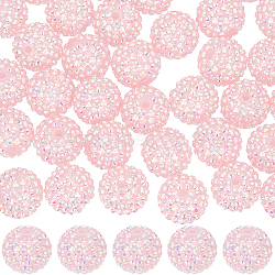 40Pcs Resin Rhinestone Beads, with Acrylic Round Beads Inside, for Bubblegum Jewelry, Pink, 20x18mm, Hole: 2~2.5mm(RESI-SC0003-14A)