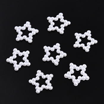 ABS Plastic Imitation Pearl Linking Rings, Star, White, 11.5x12x2mm, Inner Measure: 3x3mm, about 2000pcs/bag