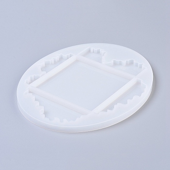 Cup Mat Silicone Molds, Resin Casting Molds, For UV Resin, Epoxy Resin Jewelry Making, Oval with Sea Wave, White, 238x190x10mm