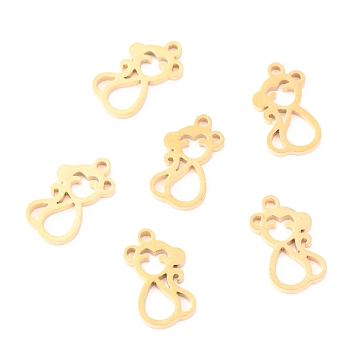 304 Stainless Steel Charms, Laser Cut, Monkey, Golden, 12x7x1.1mm, Hole: 1mm