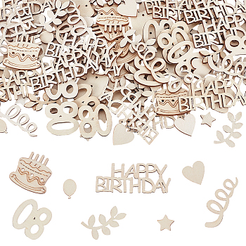 1 Set Unfinished Wood Confetti Table Decoration, for Birthday Party Decor, Mixed Shape, Bisque, 11~40x11~67x2.3~2.5mm, 120pcs/set