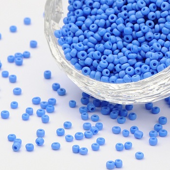 (Repacking Service Available) Glass Seed Beads, Opaque Colours Seed, Small Craft Beads for DIY Jewelry Making, Round, Cornflower Blue, 12/0, 2mm, about 12g/bag
