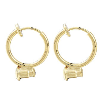Brass Clip-on Earring Converters Findings, for Non-Pierced Ears, Nickel Free, Real 18K Gold Plated, 17x13x4.5mm, Hole: 0.5mm