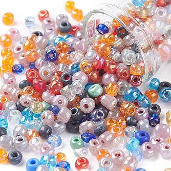 Glass Seed Beads, Mixed Style, Round, Mixed Color, 4x3mm, Hole: 1mm, about 2222pcs/200g