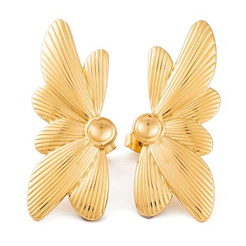 Ion Plating(IP) Butterfly 304 Stainless Steel Stud Earrings Findings, Golden, 16x40mm, Tray: 3.5mm