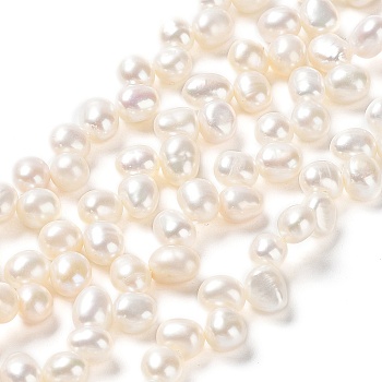 Natural Cultured Freshwater Pearl Beads Strands, Grade 6A+, Rice, PeachPuff, 6~8x5~6x5mm, Hole: 0.5mm, about 78~80pcs/strand, 14.06~14.37 inch(35.7~36.5cm)