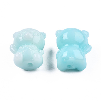 Synthetic Coral Beads, Dyed, Imitation Jade, Bear, Light Sky Blue, 13.5x12x10mm, Hole: 1.2mm