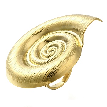 304 Stainless Steel Ring, Conch, Real 18K Gold Plated, Inner Diameter: 17mm