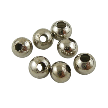 Brass Smooth Round Beads, Seamed Spacer Beads, Platinum,3mm, Hole: 1mm, ahout 1380pcs/50g