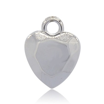 CCB Plastic Heart Pendants, Faceted, Platinum, 20x15x5mm, Hole: 3mm