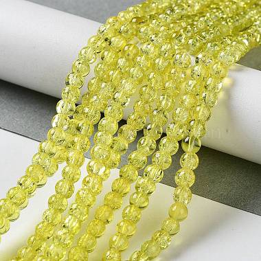 4mm Yellow Round Crackle Glass Beads