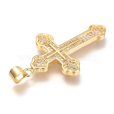 Brass Micro Pave Clear Cubic Zirconia Pendants(ZIRC-O038-05G)-3