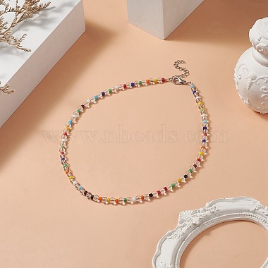 Natural Quartz Crystal & Glass Seed Bead Beaded Necklaces for Women(NJEW-JN04262)-6