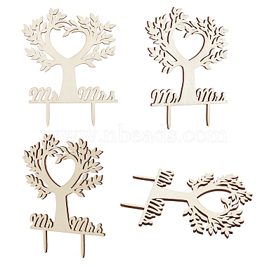 Cake Toppers Wooden Bird Tree Cake Topper for Rustic Wedding Anniversary Party Cake Decoration Supplies(WOOD-WH0015-31)-3