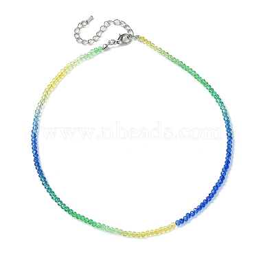 Faceted Rondelle Glass Beaded Necklace for Women(NJEW-M208-01J)-3