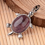 Tortoise Platinum Tone Brass Amethyst Pendants, 34x21x7mm, Hole: 5x7mm(G-F265-01I)