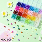 600Pcs 24 Colors Baking Paint Imitation Jade Glass Round Beads, Mixed Color, 7.5~9mm, Hole: 1~1.6mm, 25pcs/color(DGLA-YW0001-31)