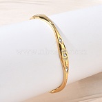304 Stainless Steel & Rhinestone Hined Bangles for Women, Eye, Ion Plating(IP), Long-Lasting Plated, Golden, Inner Diameter: 2.28x1.89 inch(5.8x4.8cm)(BJEW-Z178-08G)