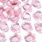 Transparent Acrylic Pendants, Faceted, Apple, Pink, 20x17x5~6mm, Hole: 3mm, about 480pcs/500g(TACR-S154-28B-26)