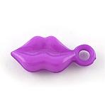 Opaque Acrylic Pendants, Lip, Blue Violet, 26x11.5x5mm, Hole: 3.5mm, about 685pcs/500g(SACR-S790-C13)
