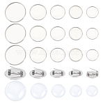DIY Blank Dome 304 Stainless Steel Brooch Making Kit, Stainless Steel Color, 15.5~27.5x1.8~2mm, Tray: 14~25.5mm(DIY-UN0056-16)