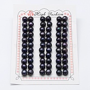 Natural Cultured Freshwater Pearl Beads, Grade 3A, Half Drilled, Rondelle, Dyed, Midnight Blue, 8.5x6mm, Hole: 0.8mm, about 66pcs/board(PEAR-P056-061)