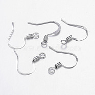 Brass French Earring Hooks, with Horizontal Loop, Flat Earring Hooks, Nickel Free, Platinum, 17mm, Hole: 2mm(X-KK-Q366-P-NF)